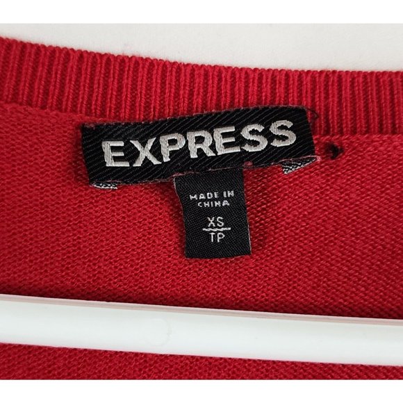 Express Sweater Womens XS Red Y2K Crop High Low Side Zip Dolman Sleeve Pullover - Picture 3 of 10